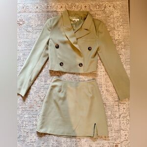 Crescent Olive Green Women's Blazer & Skirt Set